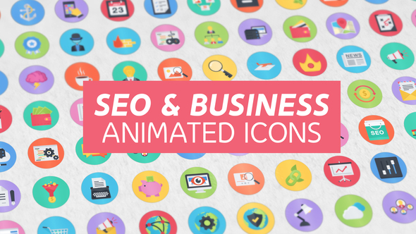 Videohive 100 Seo Business Modern Flat Animated Icons 15948640