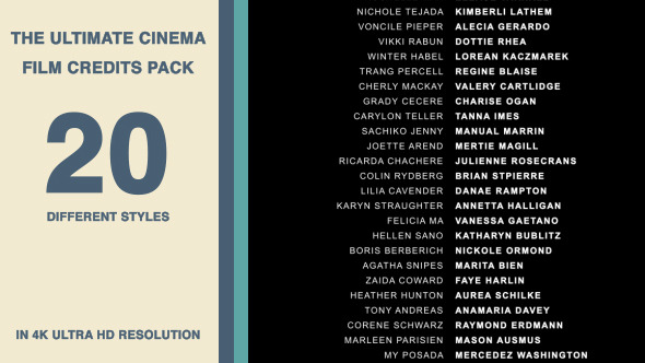 Videohive 20 Cinematic Film Credits Pack 8422154