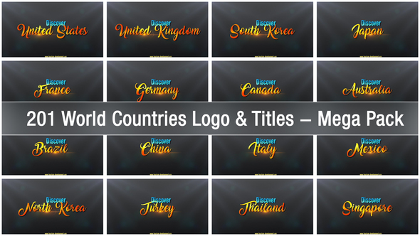 Videohive 201 World Countries Logo Titles - Mega Pack 22428109