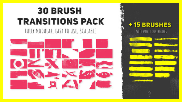 Videohive 30 Brush Transitions Pack 21940411