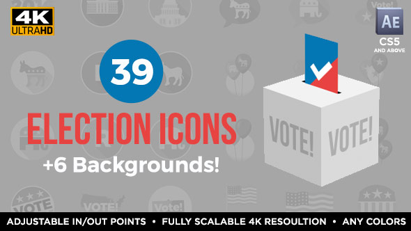 Videohive 39 Flat USA Election Icons 18394184
