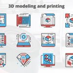Videohive 3d Modeling And Printing – Thin Line Icons 23455879