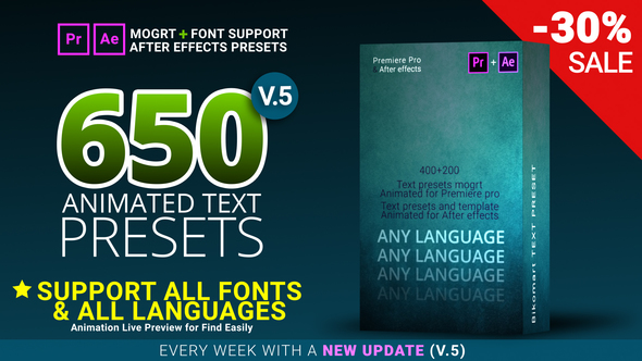 Videohive 650 Text Presets for Premiere Pro - After effects 22508370