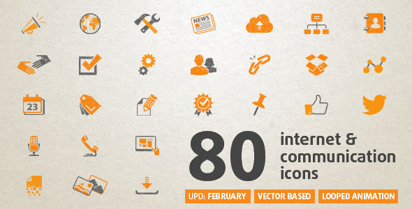 Videohive 80 Animated Internet Icons 5835388