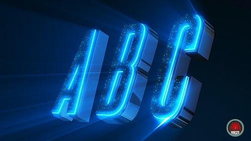Videohive Alphabet 3D Neon LED - Abc And Social Media Icons 7608121