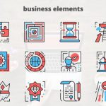 Videohive Business Elements - Thin Line Icons 23455639