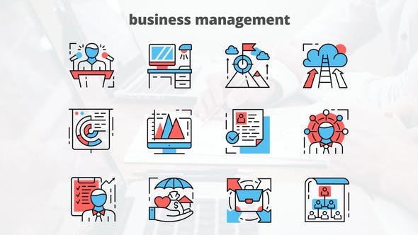 Videohive Business Managment – Thin Line Icons 23454853