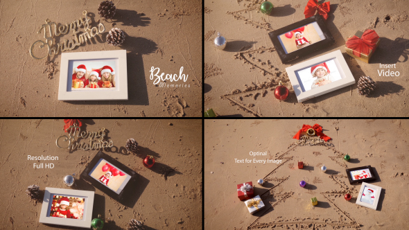 Videohive Christmas Photo Frame On Thee Beach 20891537
