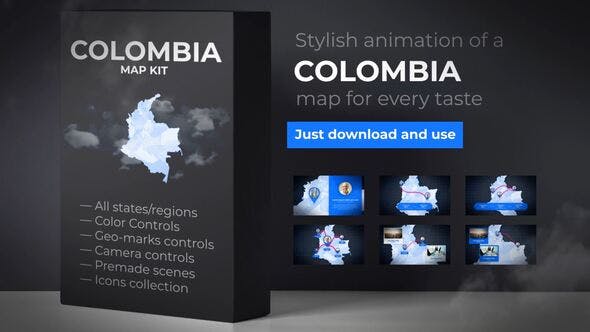 Videohive Colombia Map Animation- Republic of Colombia Animated Map Kit 25630440