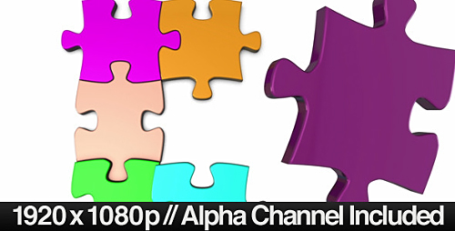 Videohive Colorful Jigsaw Puzzle Coming Together