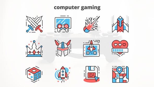 Videohive Computer Gaming - Thin Line Icons 23455739