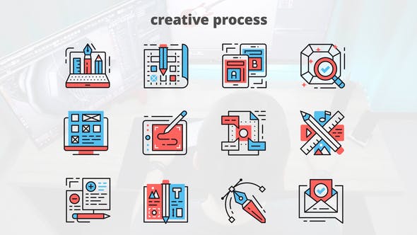 Videohive Creative Process – Thin Line Icons 23455860