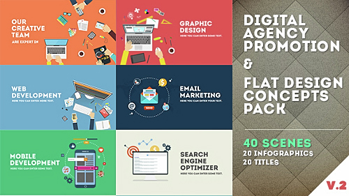 Videohive Digital Agency Promotion - Flat Design Concepts