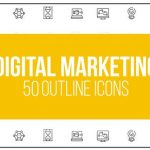 Videohive Digital Marketing - 50 Thin Line Icons 23150997