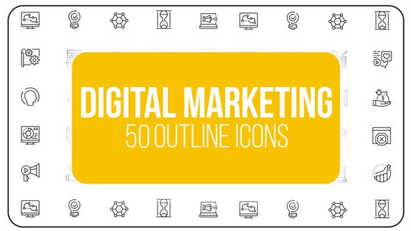 Videohive Digital Marketing - 50 Thin Line Icons 23150997