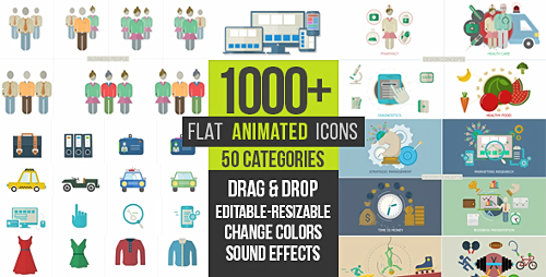 Videohive Flat Animated Icons 1000+12873663