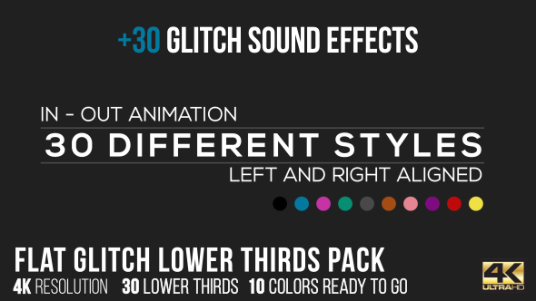 Videohive Flat Glitch Lower Thirds - 30 Glitch Sound Effects 15830674