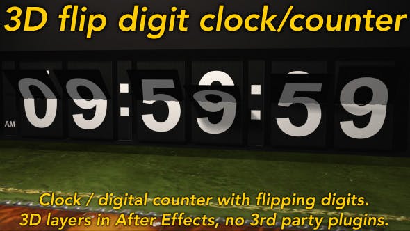 Videohive Flipping Clock - 3D Counter With Split Flap Flip Digit Numbers 8105331