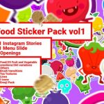 Videohive Food Sticker Pack Emoji Stories Restaurant Mask Snapchat App IGTV Tracking AE Face Tools 22728977