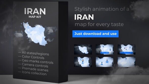 Videohive Iran Map - Islamic Republic of Iran Persia Map Kit 27060574
