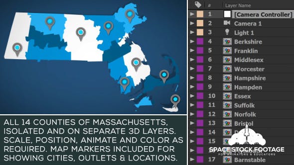 Videohive Massachusetts Map Kit 20813748