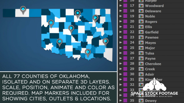 Videohive Oklahoma Map Kit 21004647