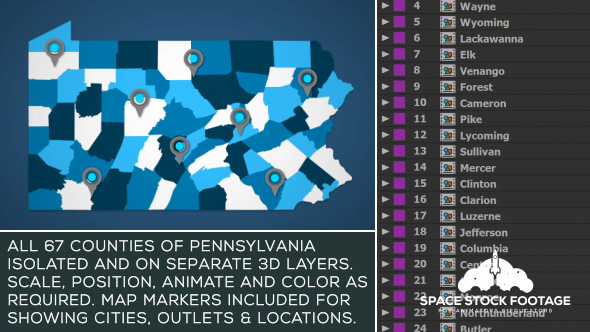 Videohive Pennsylvania Map Kit 20991031