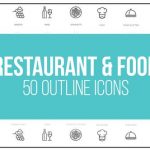 Videohive Restaurant and Sport - 50 Thin Line Icons 23172184