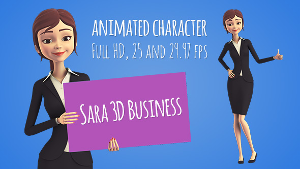Videohive Sara 3D Character in Business Suit - Beautiful Woman PresenterManager 16129254