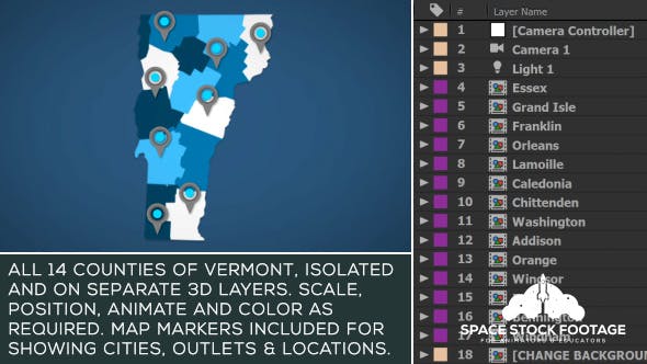 Videohive Vermont Map Kit 20839373