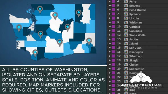 Videohive Washington Map Kit 20809199