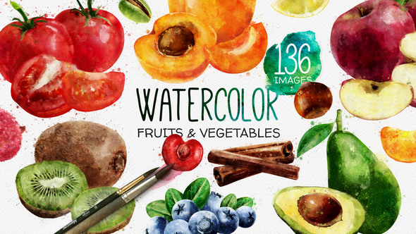Videohive Watercolor Fruits And Vegetables 22608905