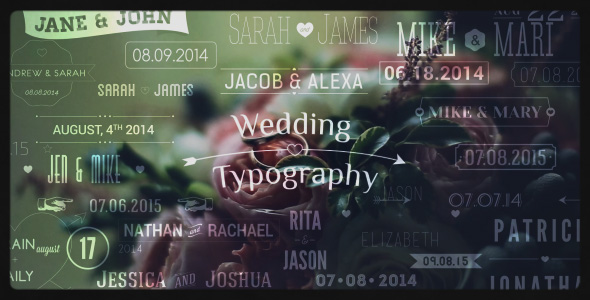 Videohive Wedding Typography Titles – Dates and Names 8934703