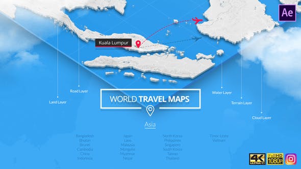 Videohive World Travel Maps - Middle East and Asia 23191949