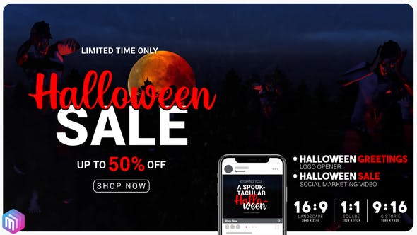 Videohive Halloween sale greetings - Instagram and YouTube marketing 28718250